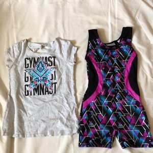 Gymnastics bundle justice tshirt & Danskin leotard